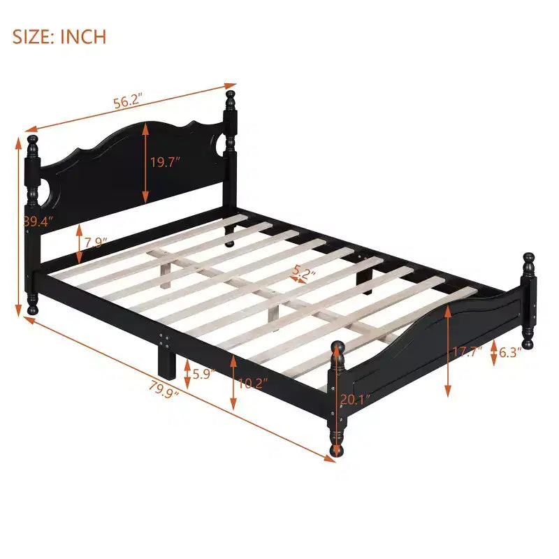 Struttura letto a piattaforma in legno matrimoniale/queen size bianco/nero con testiera, per una persona