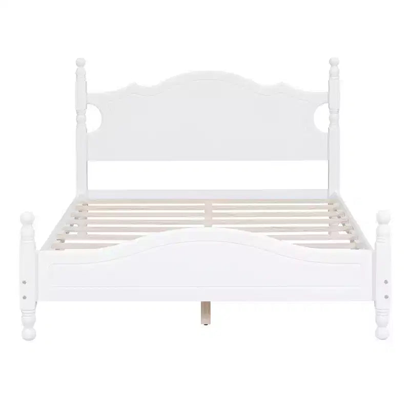 Struttura letto a piattaforma in legno matrimoniale/queen size bianco/nero con testiera, per una persona