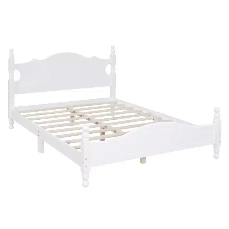 Struttura letto a piattaforma in legno matrimoniale/queen size bianco/nero con testiera, per una persona