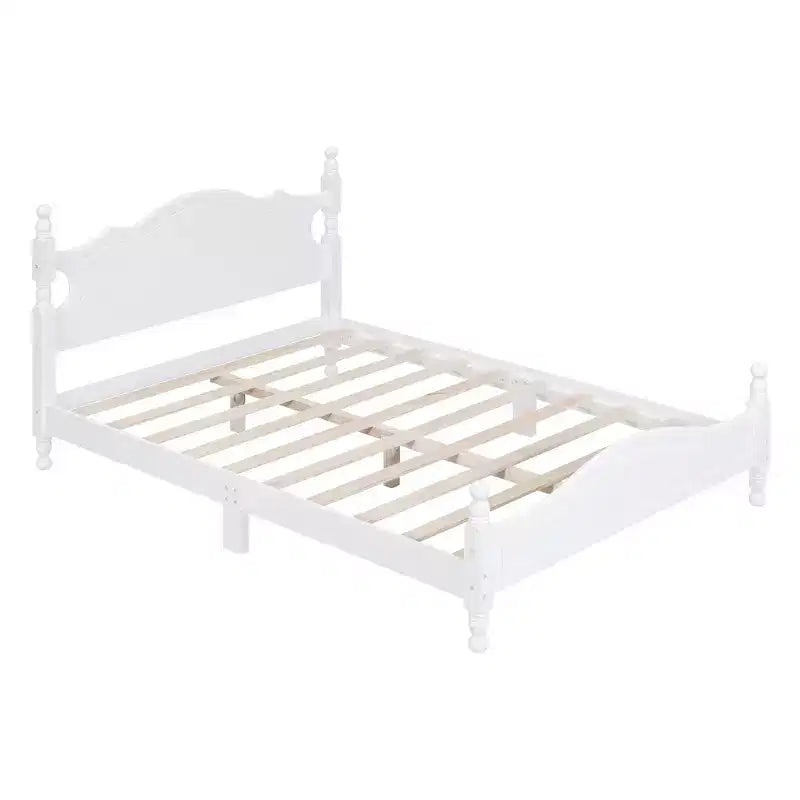Struttura letto a piattaforma in legno matrimoniale/queen size bianco/nero con testiera, per una persona