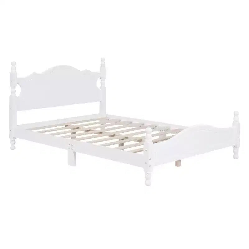Struttura letto a piattaforma in legno matrimoniale/queen size bianco/nero con testiera, per una persona