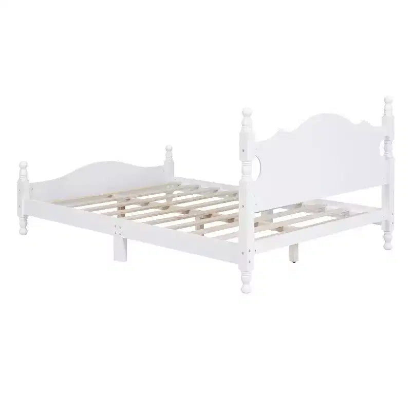 Struttura letto a piattaforma in legno matrimoniale/queen size bianco/nero con testiera, per una persona