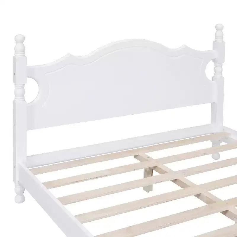 Struttura letto a piattaforma in legno matrimoniale/queen size bianco/nero con testiera, per una persona