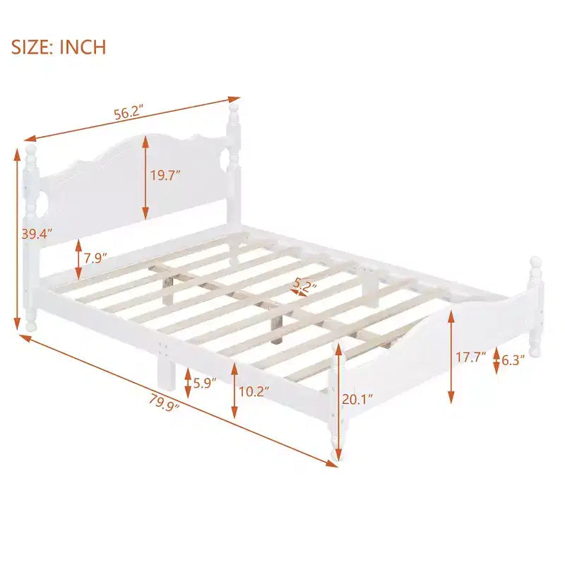 Struttura letto a piattaforma in legno matrimoniale/queen size bianco/nero con testiera, per una persona