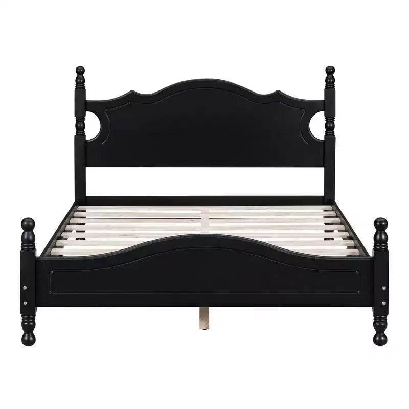 Struttura letto a piattaforma in legno matrimoniale/queen size bianco/nero con testiera, per una persona