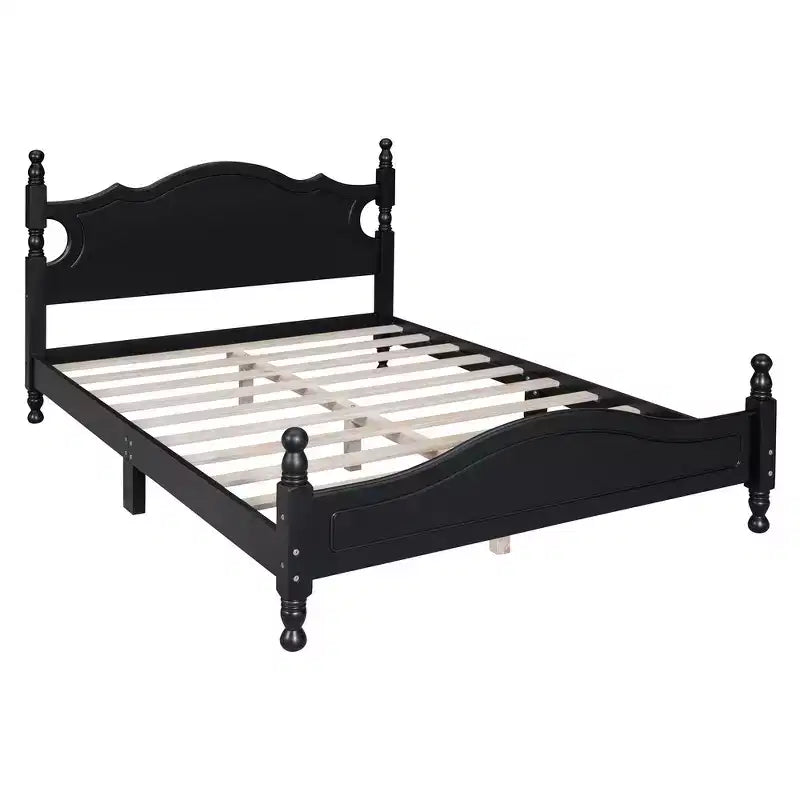 Struttura letto a piattaforma in legno matrimoniale/queen size bianco/nero con testiera, per una persona