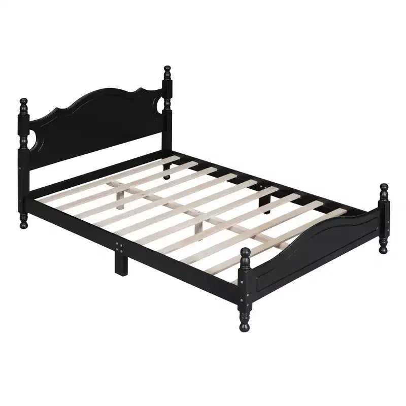 Struttura letto a piattaforma in legno matrimoniale/queen size bianco/nero con testiera, per una persona