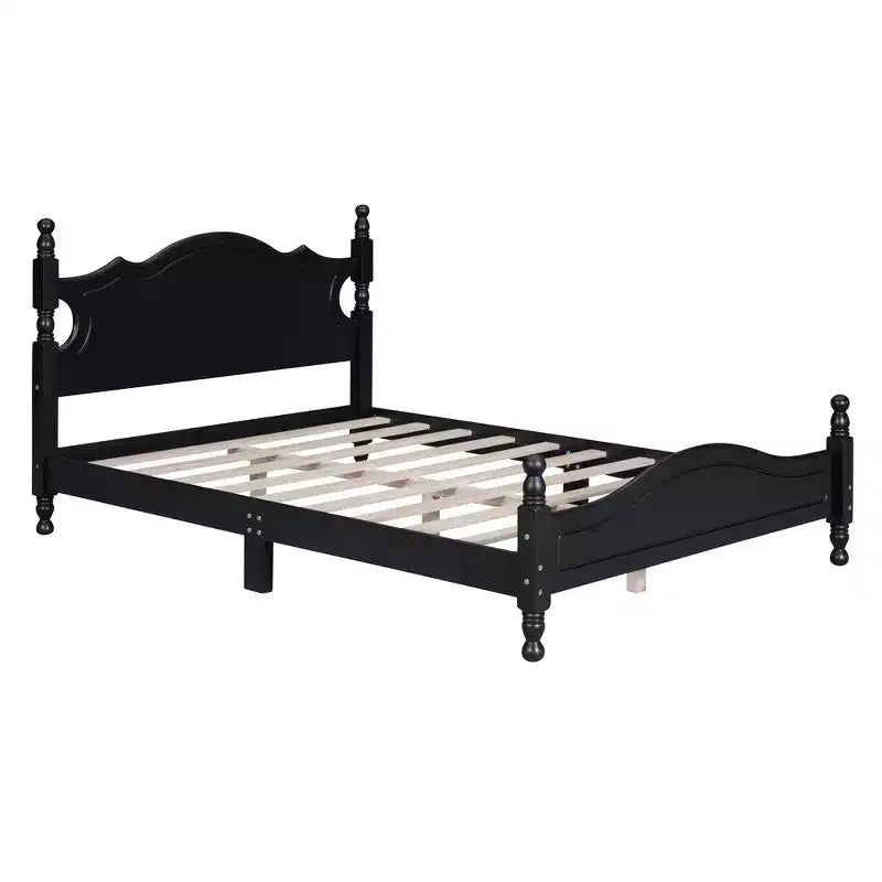 Struttura letto a piattaforma in legno matrimoniale/queen size bianco/nero con testiera, per una persona