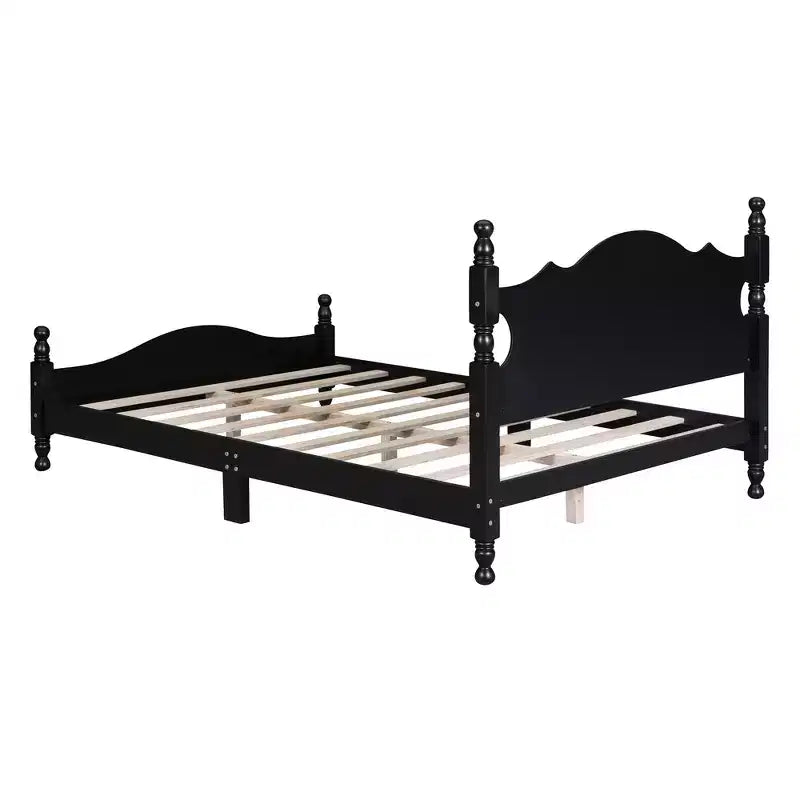 Struttura letto a piattaforma in legno matrimoniale/queen size bianco/nero con testiera, per una persona
