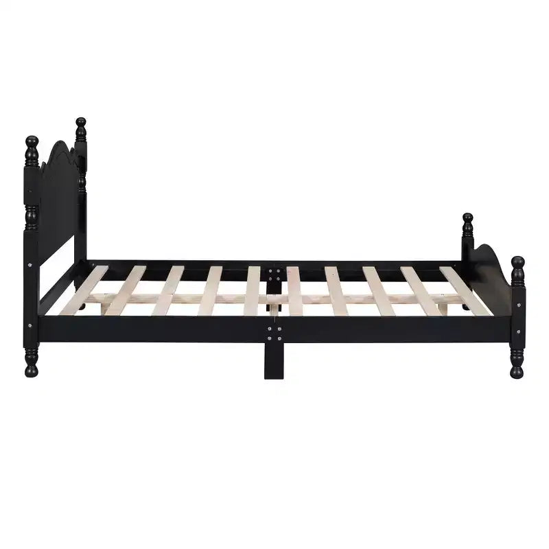 Struttura letto a piattaforma in legno matrimoniale/queen size bianco/nero con testiera, per una persona