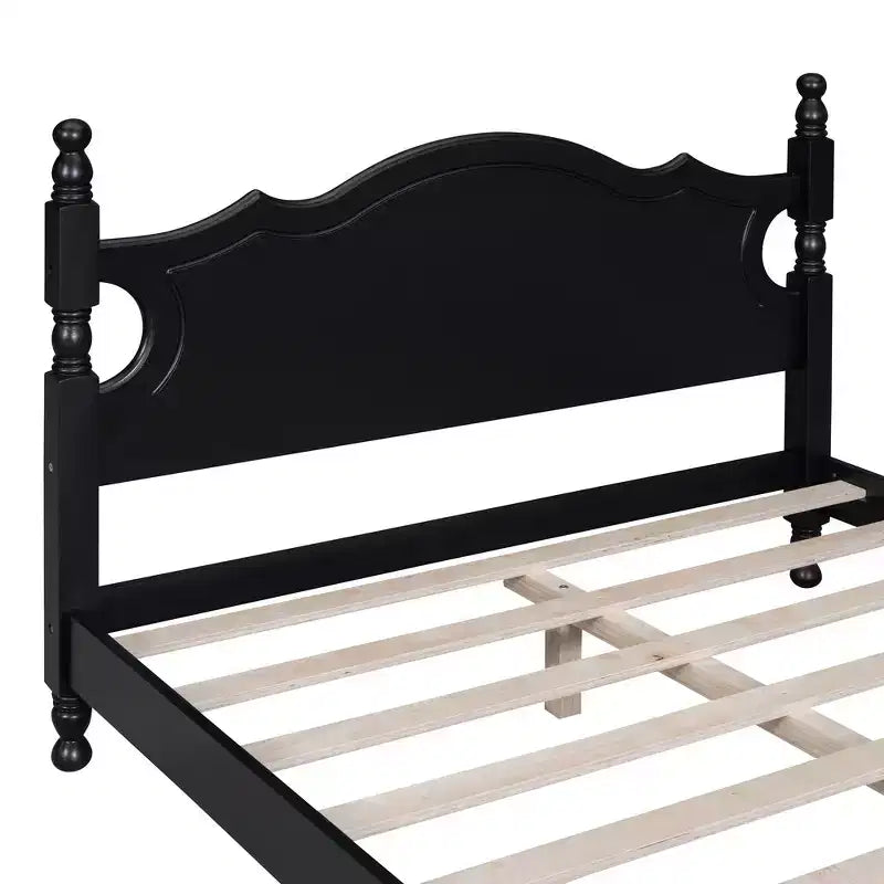 Struttura letto a piattaforma in legno matrimoniale/queen size bianco/nero con testiera, per una persona