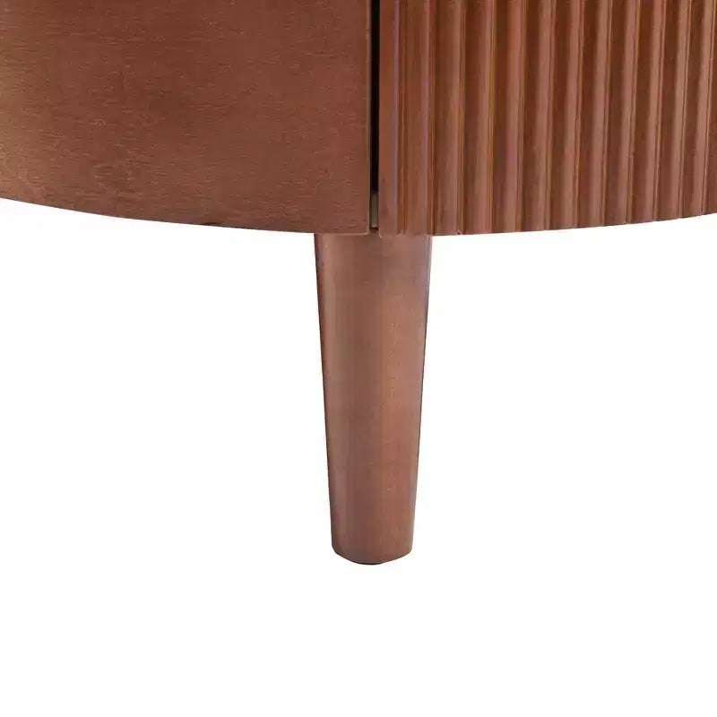 Tavolino da caffè rotondo a nido d'ape nero e noce con cassetto scanalato, set da 2 pezzi, 80 cm