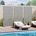 MAYEERTY Benjamin Wide-Narrow A Louvered Gray Galvanized Steel Room Divider, 72x35x16, 6-Piece Double-Sided Screen