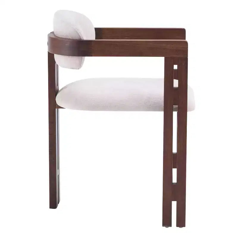 Sedia da pranzo imbottita beige di metà secolo, set da 4