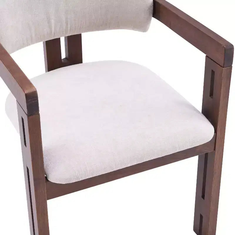 Sedia da pranzo imbottita beige di metà secolo, set da 4