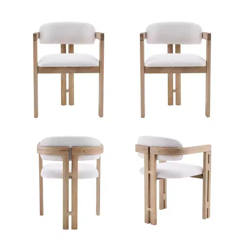 Sedia da pranzo imbottita beige di metà secolo, set da 4