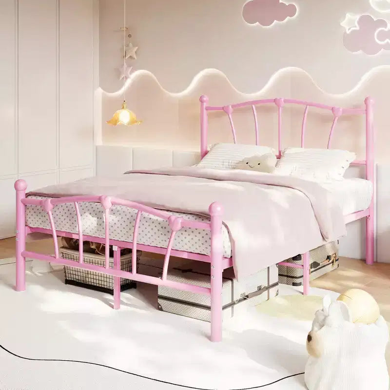 Struttura Letto in Metallo con Testiera a Cuore – Oro/Rosa/Bianco, Singolo/Piazza e Mezza, 1 Persona