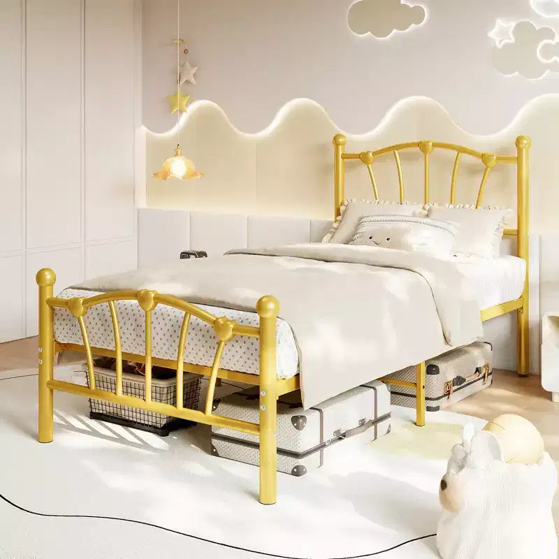 Struttura Letto in Metallo con Testiera a Cuore – Oro/Rosa/Bianco, Singolo/Piazza e Mezza, 1 Persona