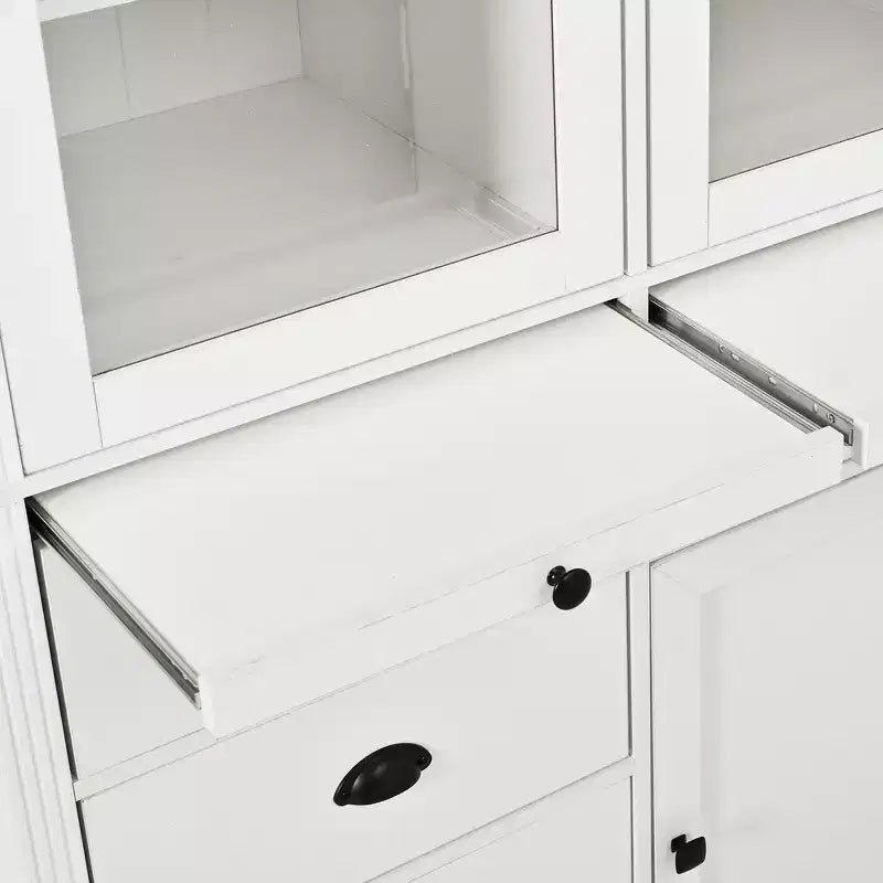 Dispensa da cucina stile Shaker bianca con ante e cassetti in vetro, montaggio per 1 persona