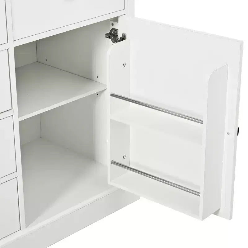 Dispensa da cucina stile Shaker bianca con ante e cassetti in vetro, montaggio per 1 persona