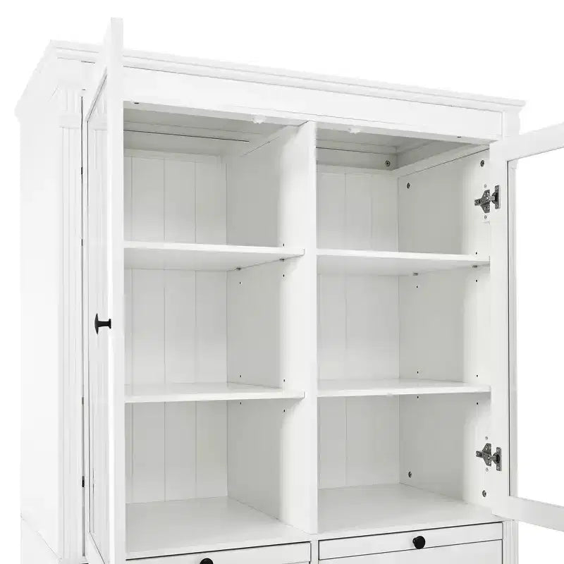 Dispensa da cucina stile Shaker bianca con ante e cassetti in vetro, montaggio per 1 persona