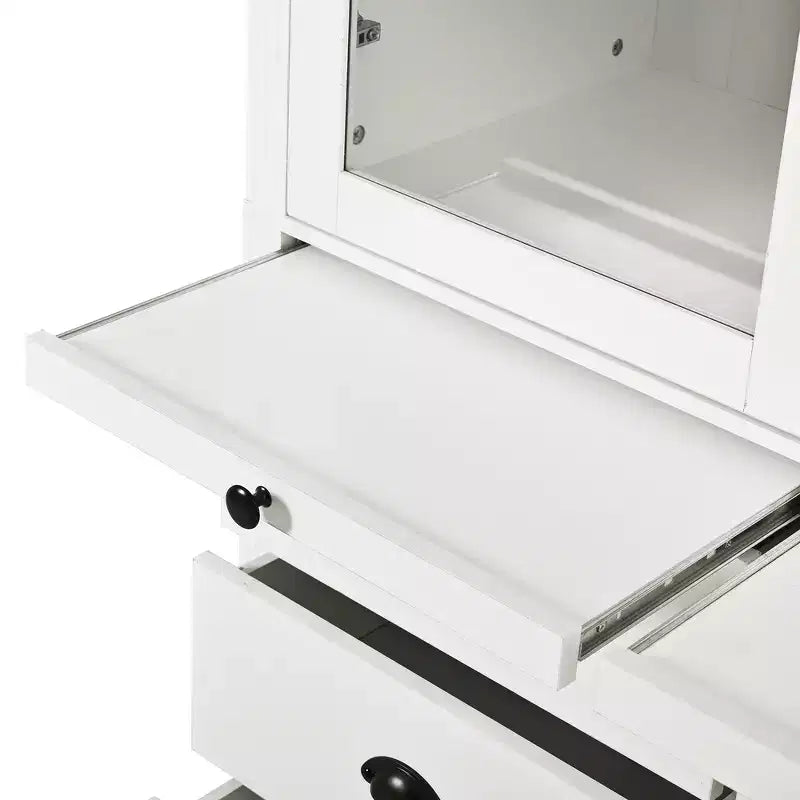 Dispensa da cucina stile Shaker bianca con ante e cassetti in vetro, montaggio per 1 persona
