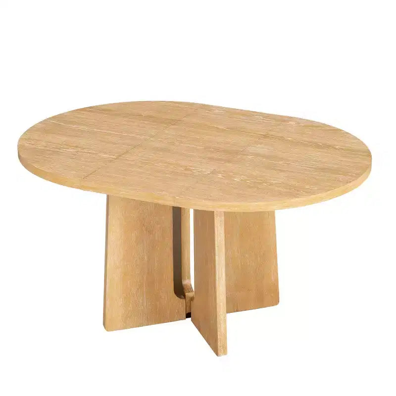 Tavolo da pranzo rotondo allungabile, marrone/naturale, stile rustico, 4-6 posti
