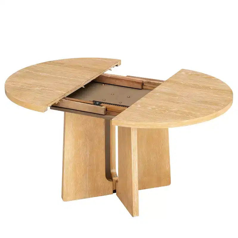 Tavolo da pranzo rotondo allungabile, marrone/naturale, stile rustico, 4-6 posti
