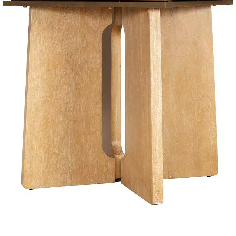 Tavolo da pranzo rotondo allungabile, marrone/naturale, stile rustico, 4-6 posti
