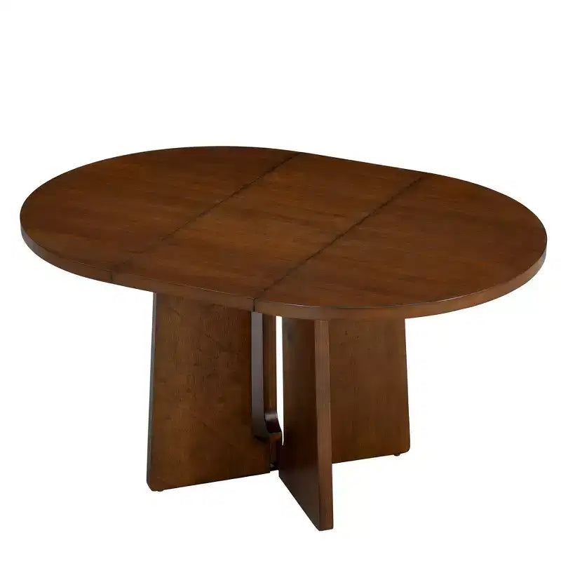 Tavolo da pranzo rotondo allungabile, marrone/naturale, stile rustico, 4-6 posti