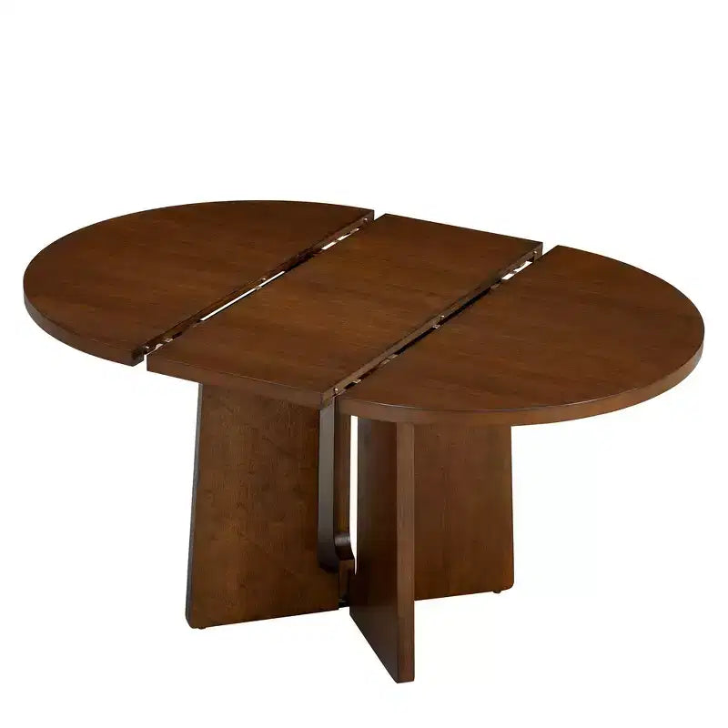 Tavolo da pranzo rotondo allungabile, marrone/naturale, stile rustico, 4-6 posti