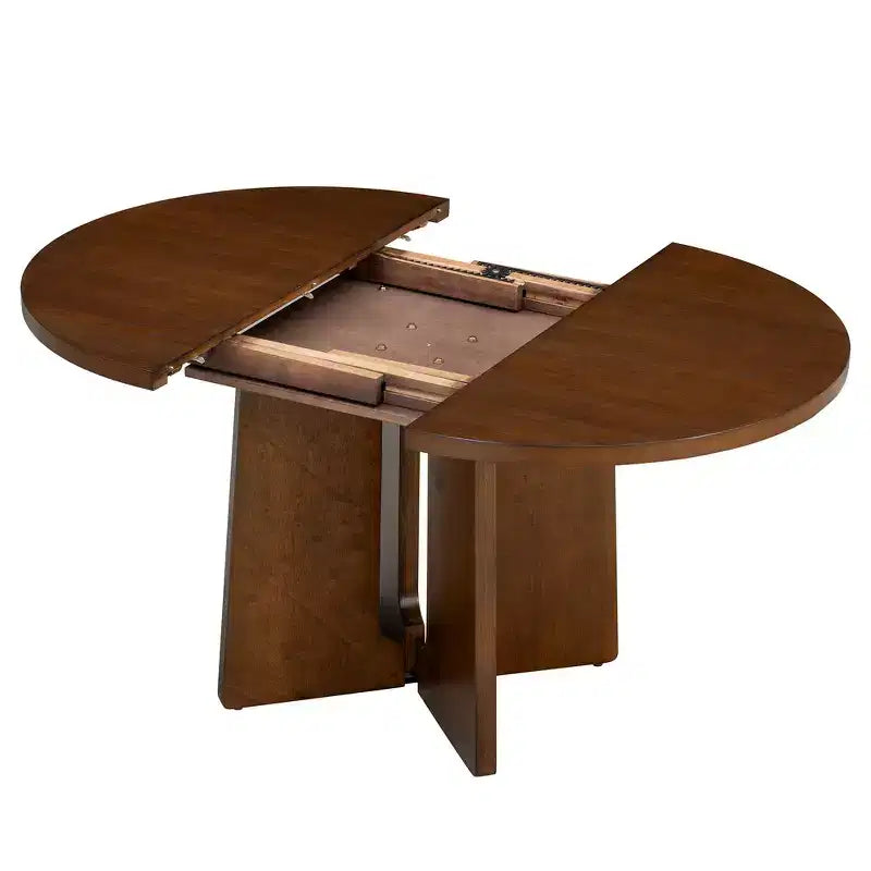 Tavolo da pranzo rotondo allungabile, marrone/naturale, stile rustico, 4-6 posti