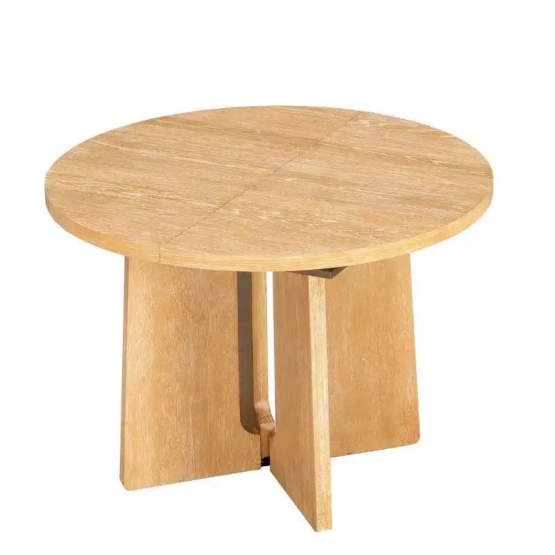 Tavolo da pranzo rotondo allungabile, marrone/naturale, stile rustico, 4-6 posti