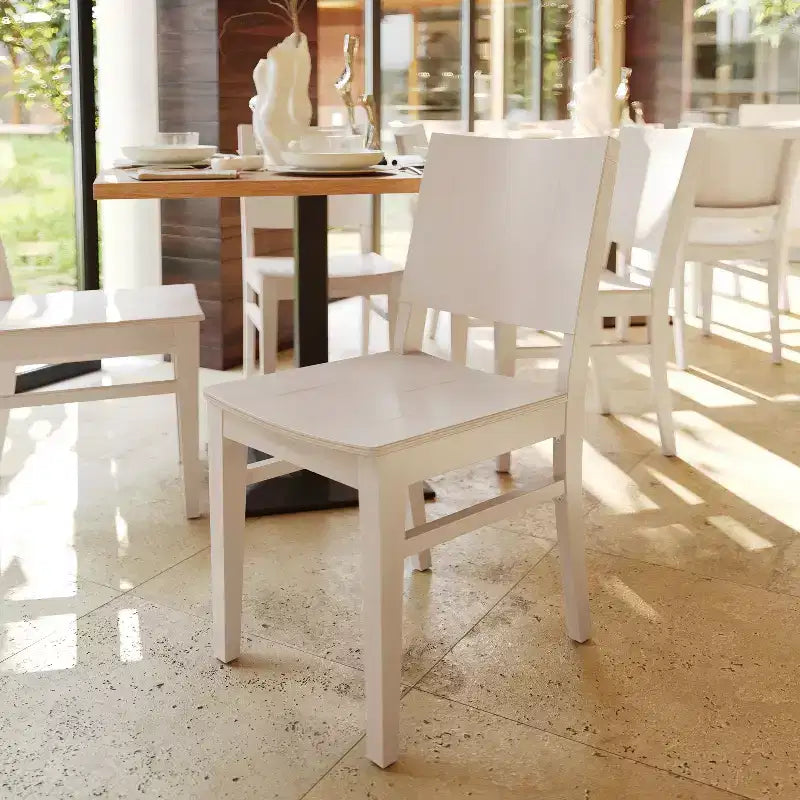 Sedia da pranzo in legno massello senza braccioli, color bianco antico/nero, per 1 persona