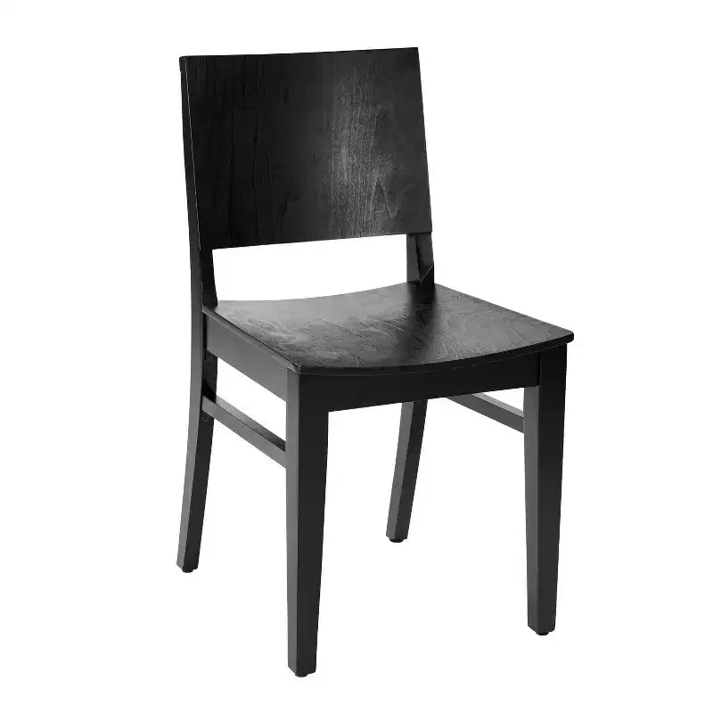 Sedia da pranzo in legno massello senza braccioli, color bianco antico/nero, per 1 persona